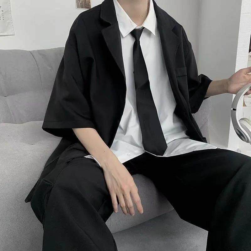 【四件套】夏季休闲小西服男士x套装宽松西装外套学生DK制服班服