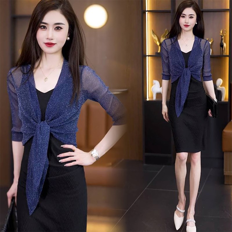 薄纱蕾丝小坎肩上衣女夏季吊带裙外搭防晒罩衫短款大码.披肩小外