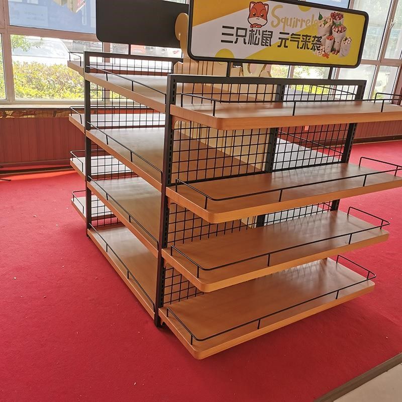 多规格超市货架便利店双面置物架商店食品柜文具店木质单面展示架
