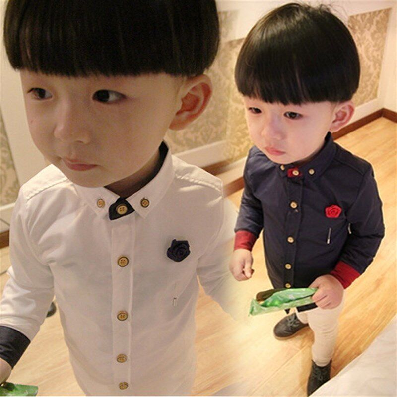 儿童衬衫男童长袖加绒2024新款白色衬衣春秋季男宝宝百搭男孩