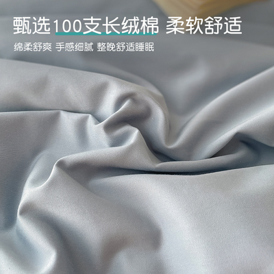 100支新疆长绒棉床单单件纯色被单双人全棉被罩枕套三件套夏