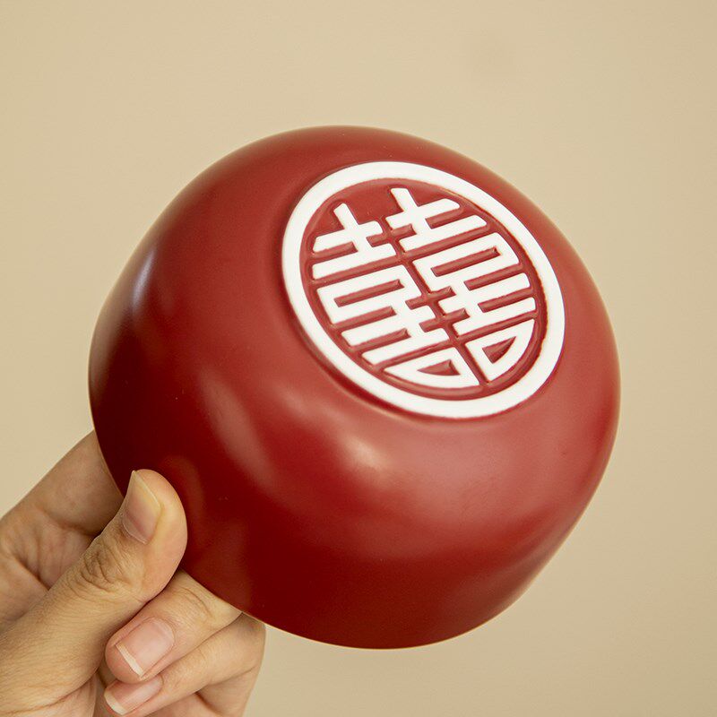 婚礼改口敬茶杯子新人喜碗对碗敬茶茶具盖碗茶杯结婚陪嫁碗筷套装