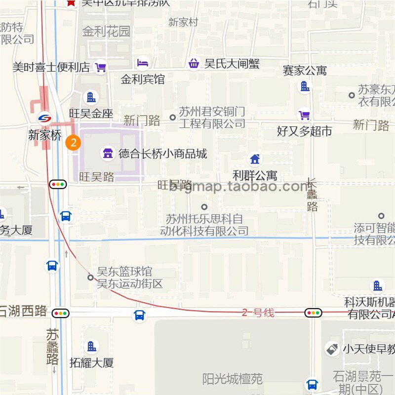 苏州市吴中区长桥街道地图2021 路线定制城市交通区域划分贴图