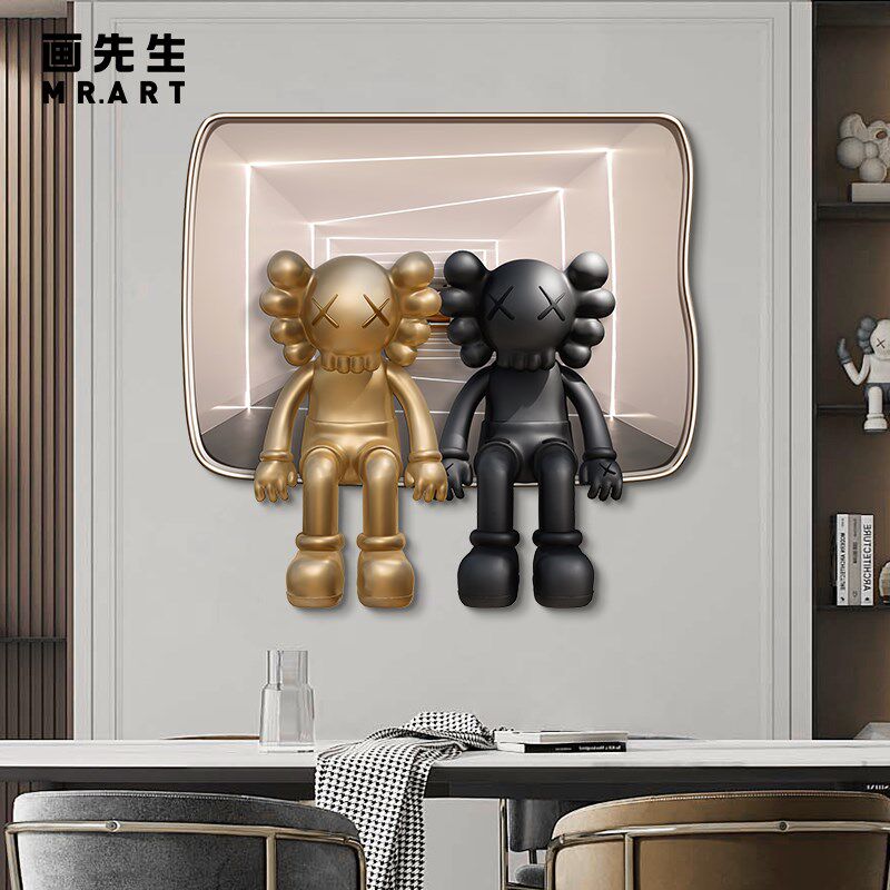 网红电表箱装饰画力熊电闸箱配电客厅箱餐厅墙面挂画弱暴电表箱墙