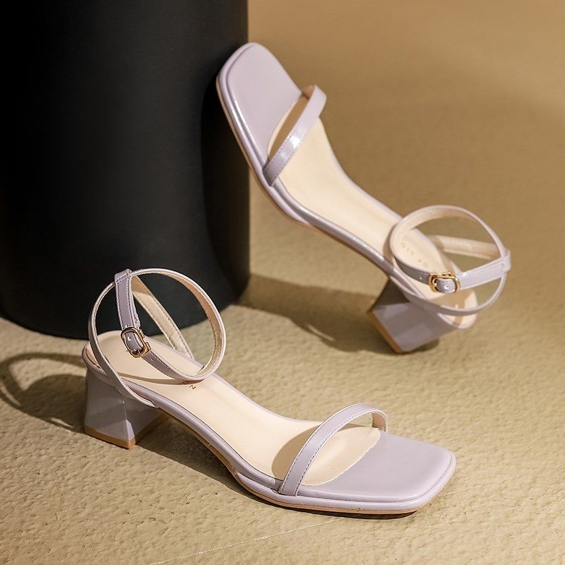 紫色斩男粗跟高跟鞋女2025年夏季新款外穿露趾一字带凉鞋通勤上班,女鞋,一字带凉鞋,淘宝优惠券,粉丝福利购,淘宝优惠卷