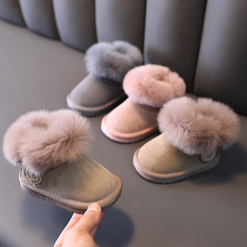 婴儿雪地靴宝宝学步鞋软底幼童加绒加厚棉鞋0-1一岁2男女秋冬季款