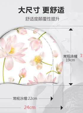 21新款渐变印花硅胶泳帽女成人白色防水护耳长发加大码时尚游泳帽