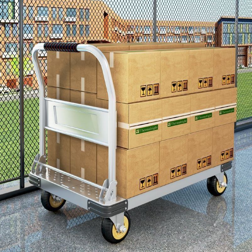 手推车搬运车小推车拉货加厚大号可携式手拉车摺叠钢板车家用平板