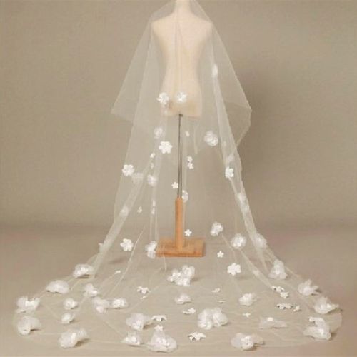 新款头纱 梦幻仙女3米超长带钻花朵头纱 新娘拖尾头纱包邮