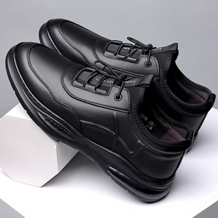 男士休闲皮鞋男款透气春秋冬季商务内增高鞋百搭潮流鞋子男鞋