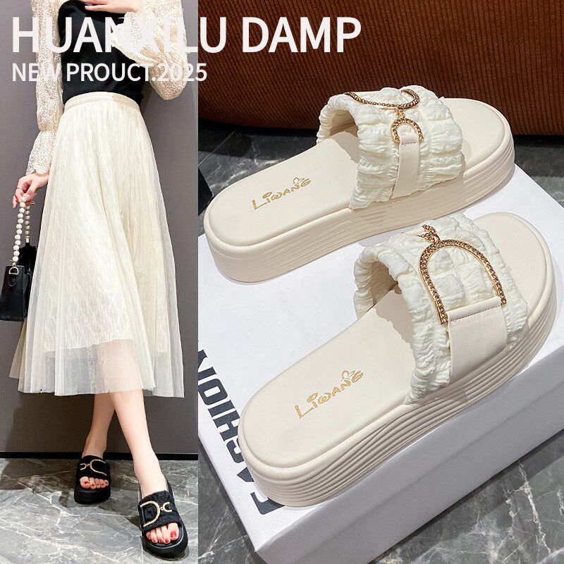 厚底拖鞋女d外穿2025夏季新款小个子增高网红爆款高级感松糕凉拖
