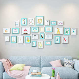 照片墙画框挂墙立体框架餐厅设计连体宿舍自由组合原木色拼图相框