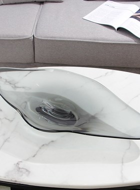 家居现代酒店前台摆件灰色玻璃水果盘样板房装饰售楼处摆场摆设