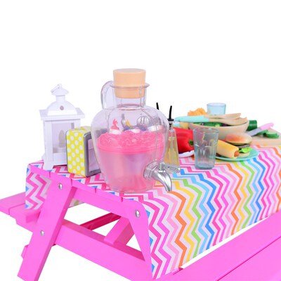 儿童娃娃配件过家家玩具女孩礼物野餐桌场景套装配件娃娃背包书包