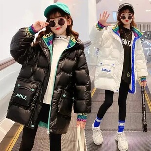 柒凯优品女童棉衣2025新款6-12岁潮流中大童装冬季中长版加厚棉服