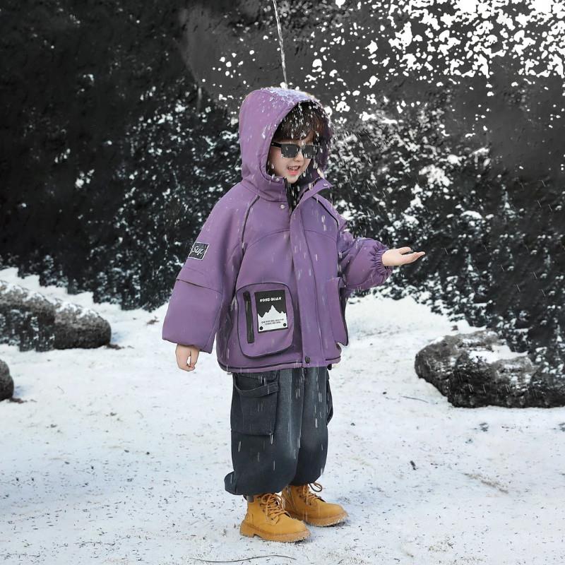 三好童装服饰男童帅气加绒外套202D5新款儿童秋冬装加厚派克服潮