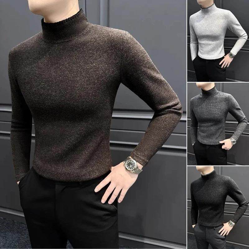 师凯服饰半高领打底衫男冬季新款痞帅休闲保暖修身男士长袖T恤