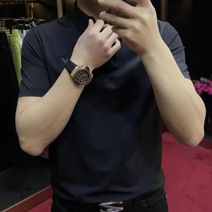 罗尼威轻奢专柜品质夏季 POLO 男士 休闲商务简约高弹柔软z翻领短袖