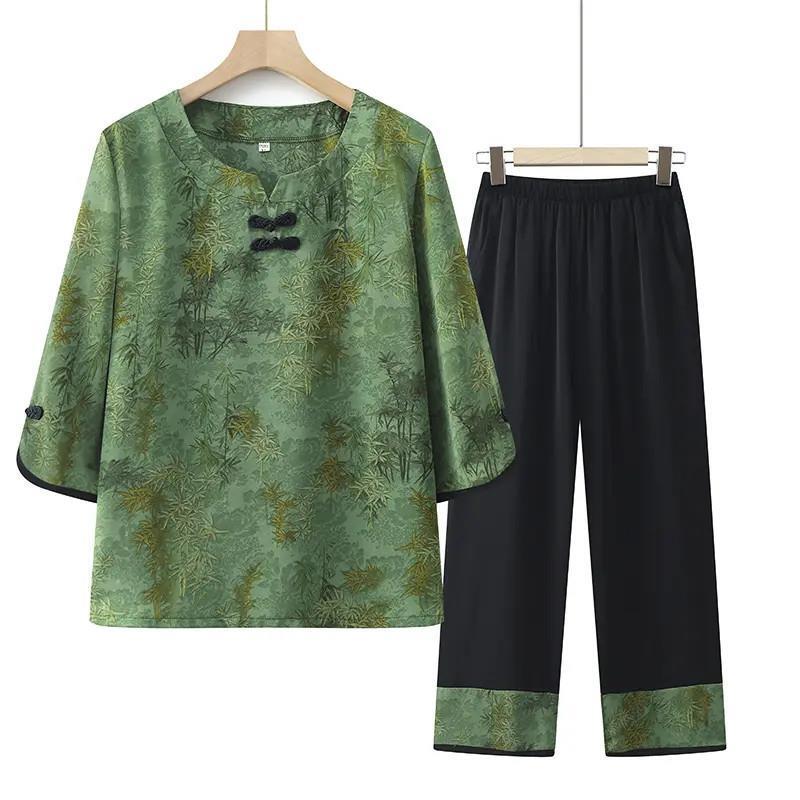 福韵优品服饰3夏季中老年妈妈装50-60岁高档套装老太太透气宽松衣