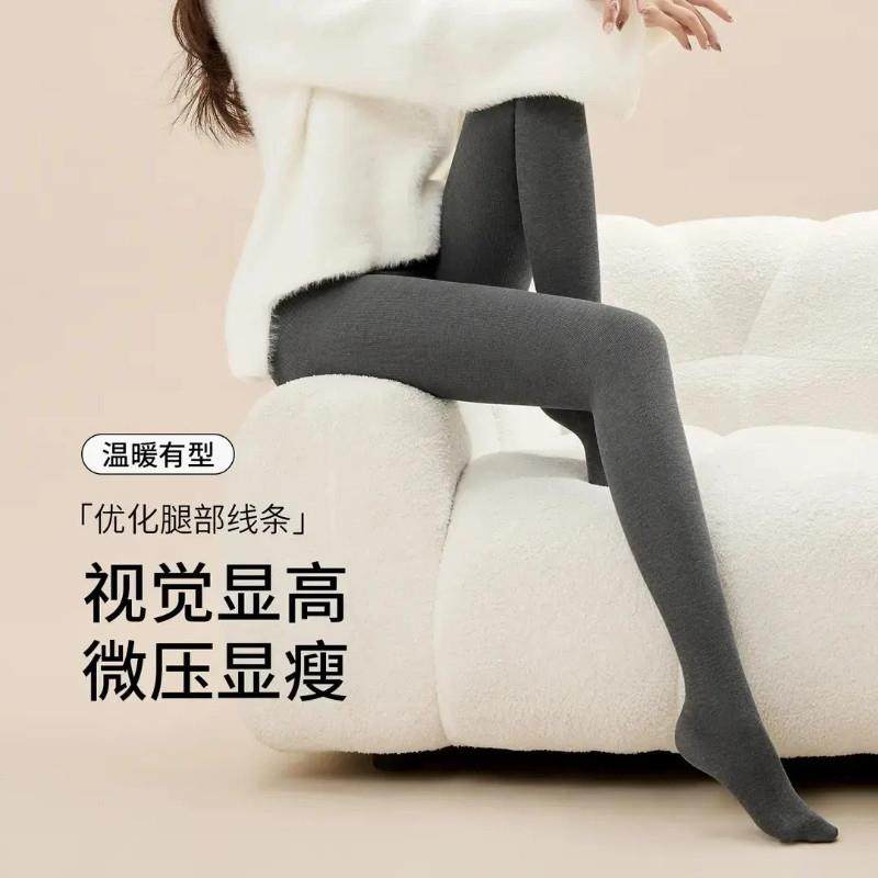 壹禾YIHO春秋薄款螺纹棉竖条显瘦打底裤女厚丝袜防v勾丝踩脚连裤