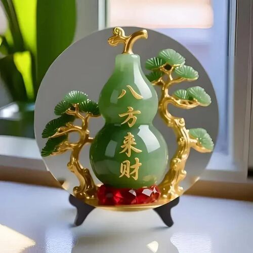 1八方来财财好玉石装饰画摆件家用客厅办公室玄关居家桌面摆台