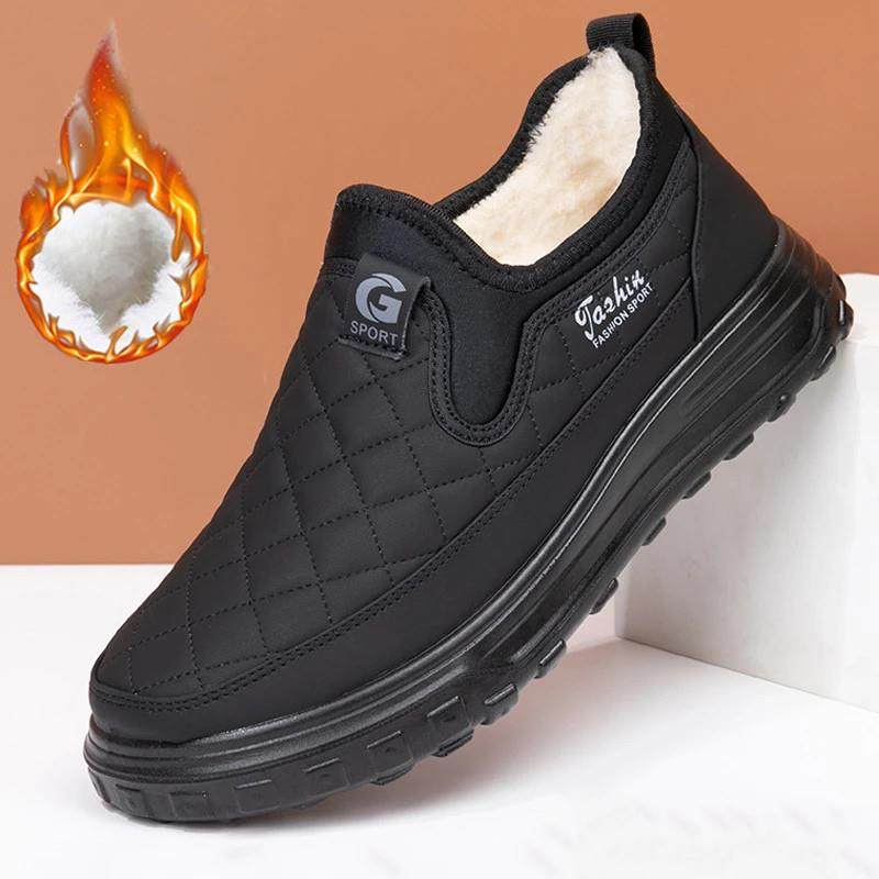 Golden Closet加绒加厚D保暖中老年爸爸鞋防滑软底一脚蹬雪地加厚