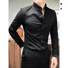 YANS轻奢男装高档轻奢华夫w格衬衫长袖男秋y冬商务高端立领休闲衬