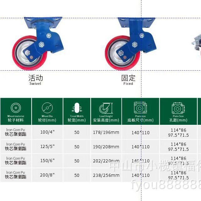 减震块聚氨酯脚轮超重型工业实心减震万向定向刹车轮减震脚轮厂家