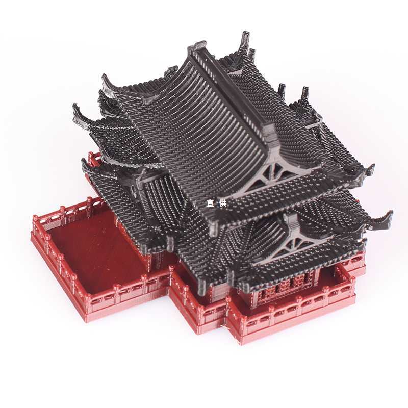 大雄宝殿造景小摆件假山奇石水陆鱼缸庭院盆景书房中式古建筑模型