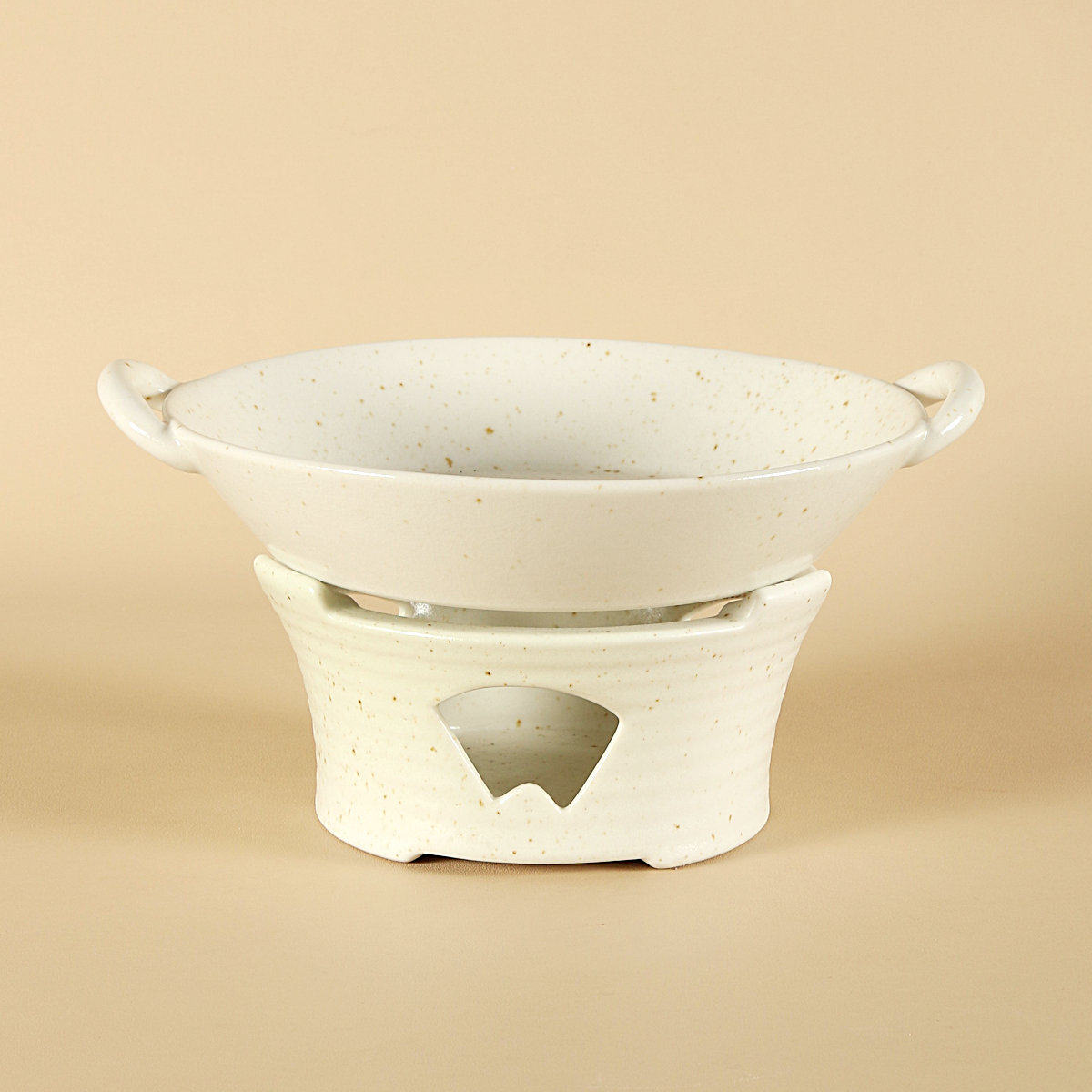 玖田烧复古粗陶双耳干锅蜡烛恒温菜盘特色山野风酒店餐具保温炉子