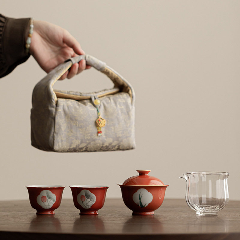 2024新款茶盘套装家用女士精致二人户外喝茶便携收纳茶具盖碗茶杯