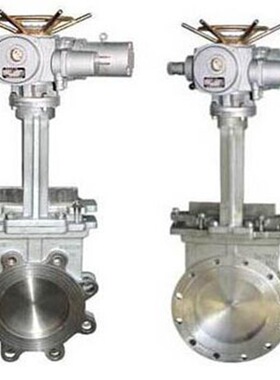 PZ973H-10P不锈钢电动刀闸阀DN450圆形电动刀型闸阀DN400刀阀350