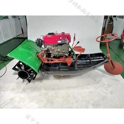 沼泽地水田耕作汽耕船大面积湖区蒲田旋耕机6马力柴油机耕船