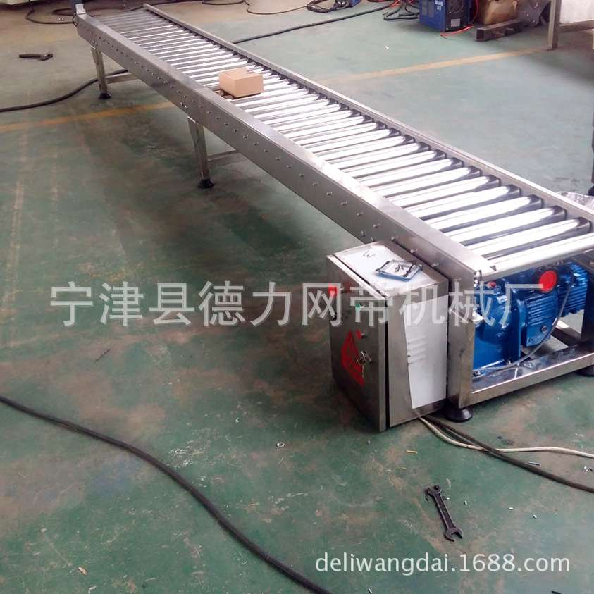 无动力滚筒线输送机传送带镀锌不锈钢套包胶托辊滚筒架食品流水线
