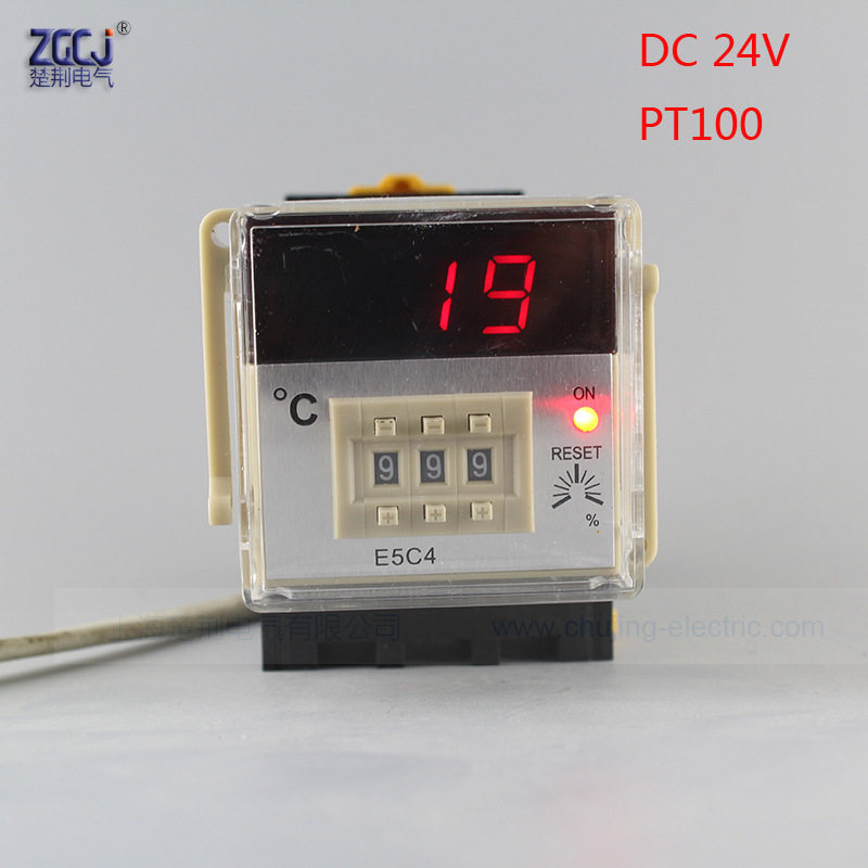 DC 24V E5C4 0-999℃ PT100 E5C4 温控仪 CJ-E5C4 数显温控表