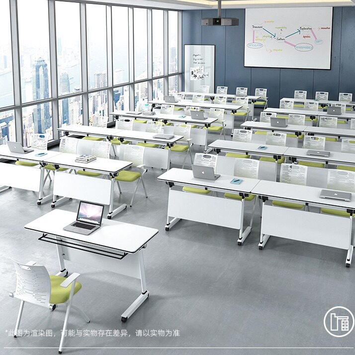 培训桌椅组合折叠学生课桌辅导班拼接会议长条桌移动翻板多功能