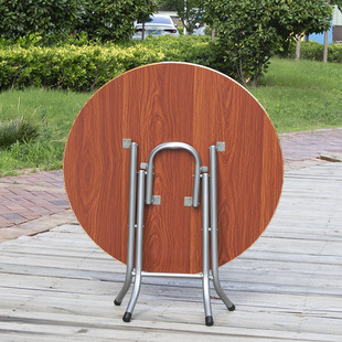 靠边站圆桌折叠家用小饭桌 可折叠桌子圆形吃饭桌 圆餐桌折叠矮桌