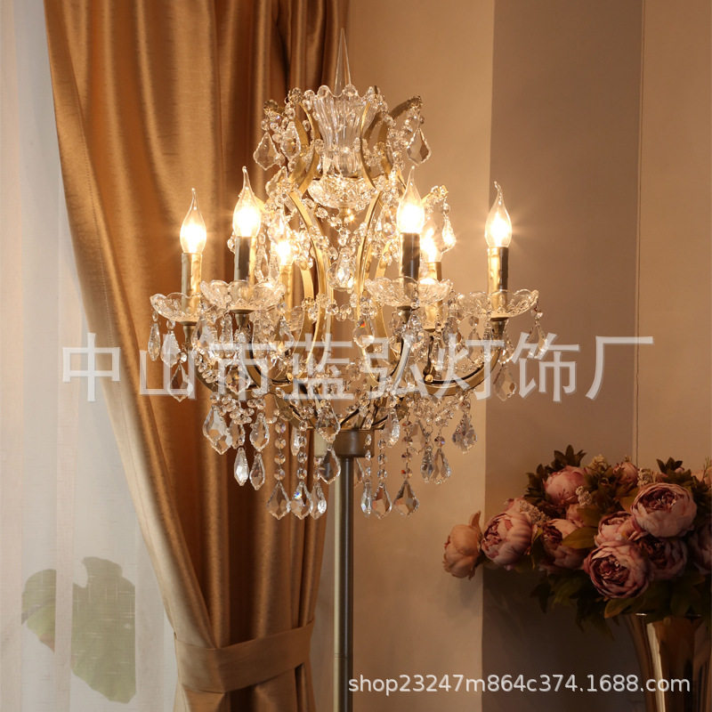 轻奢落地灯水晶ins奢华客厅地灯酒店卧室设计师美式出口欧式地灯