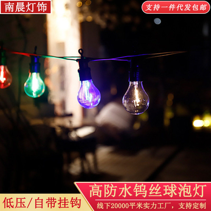LED钨丝灯串 跨境新款户外庭院草坪酒吧低压复古挂钩G450灯泡灯串图片