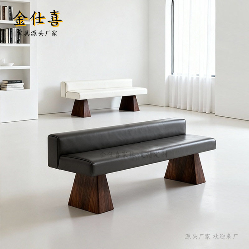 北欧真皮长条凳子家用客厅沙发凳餐厅餐桌椅设计师创意卧室床尾凳图片