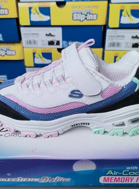 斯凯奇童鞋厚底运动鞋女童魔术贴休闲老爹鞋熊猫鞋302536L