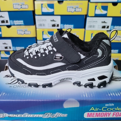 斯凯奇加绒中大童鞋经典熊猫鞋