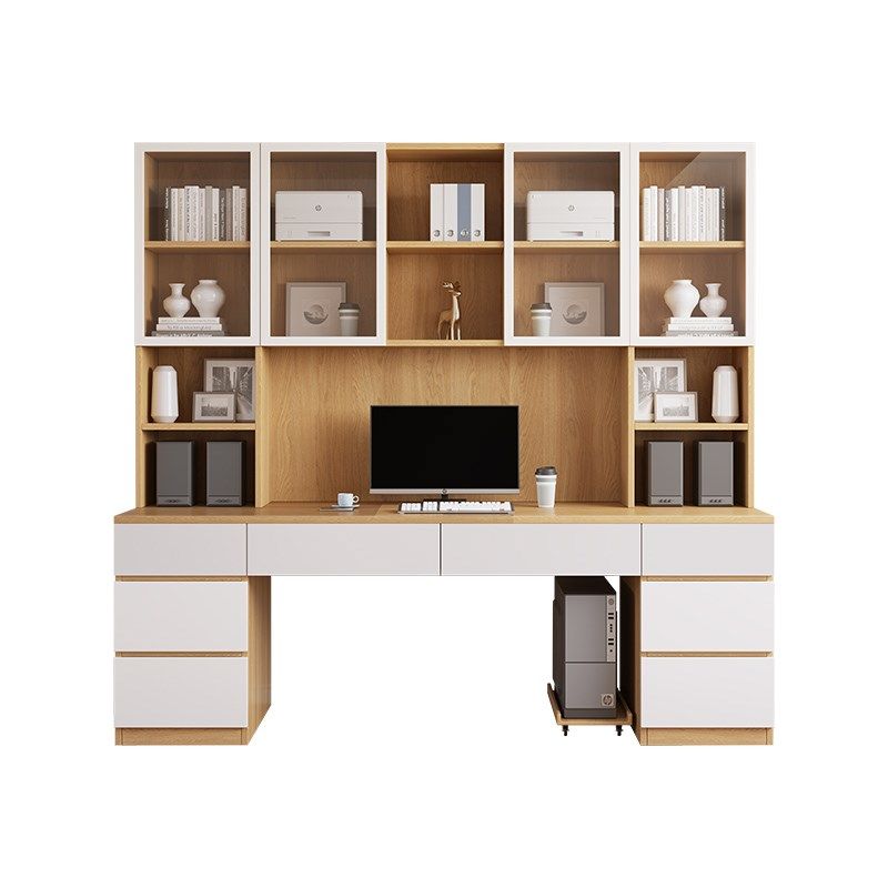 实木书桌学生家用书架一体电脑桌卧室写字办公桌省空间双人学习桌,住宅家具,书桌,淘宝优惠券,粉丝福利购,淘宝优惠卷