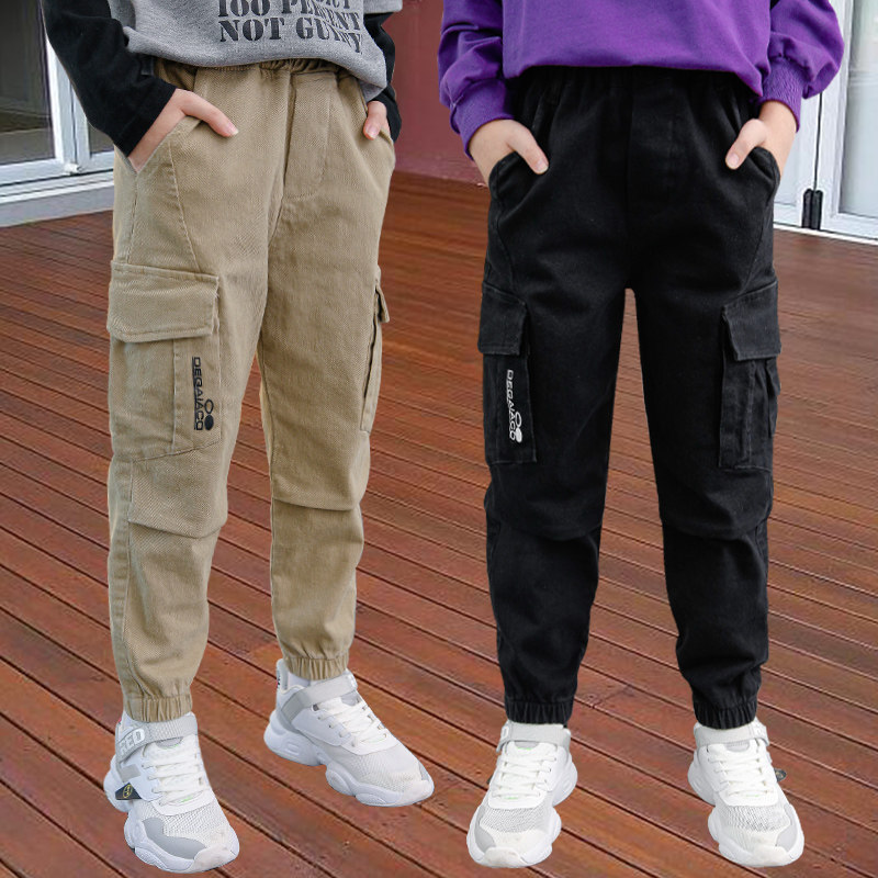 童装男童加绒裤子秋冬款2023新款儿童工装裤一体绒中大童长裤春秋