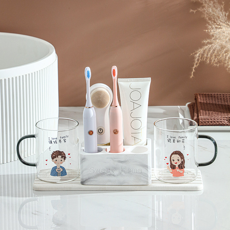 玻璃洗漱刷牙杯一家三口可爱漱口杯四口之家亲子套装情侣儿童牙缸,家庭/个人清洁工具,洗漱杯,淘宝优惠券,粉丝福利购,淘宝优惠卷