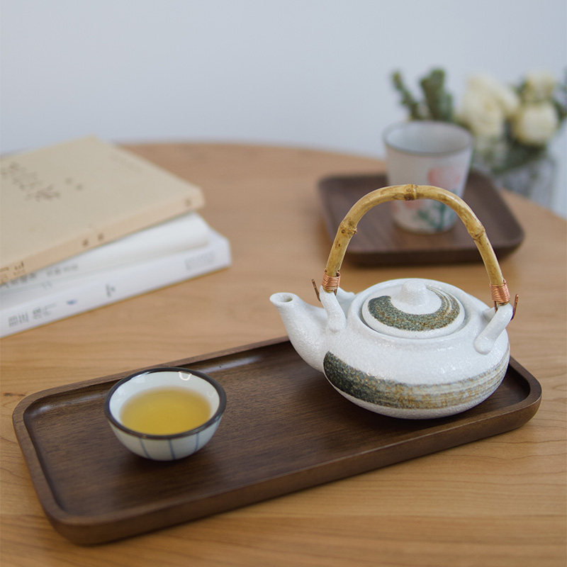实木茶盘家用北美黑胡桃托盘长方形整木小茶托盘干泡茶台木质拖盘