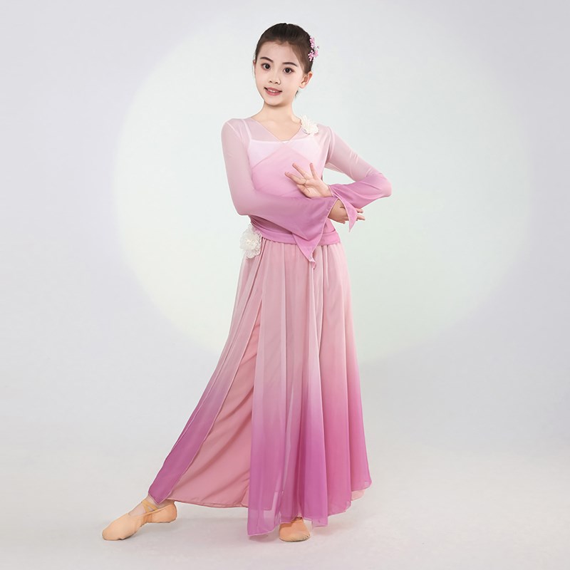 儿童古典舞蹈服中国舞身韵仙气练功服纱衣民族舞伞舞扇子舞演出服