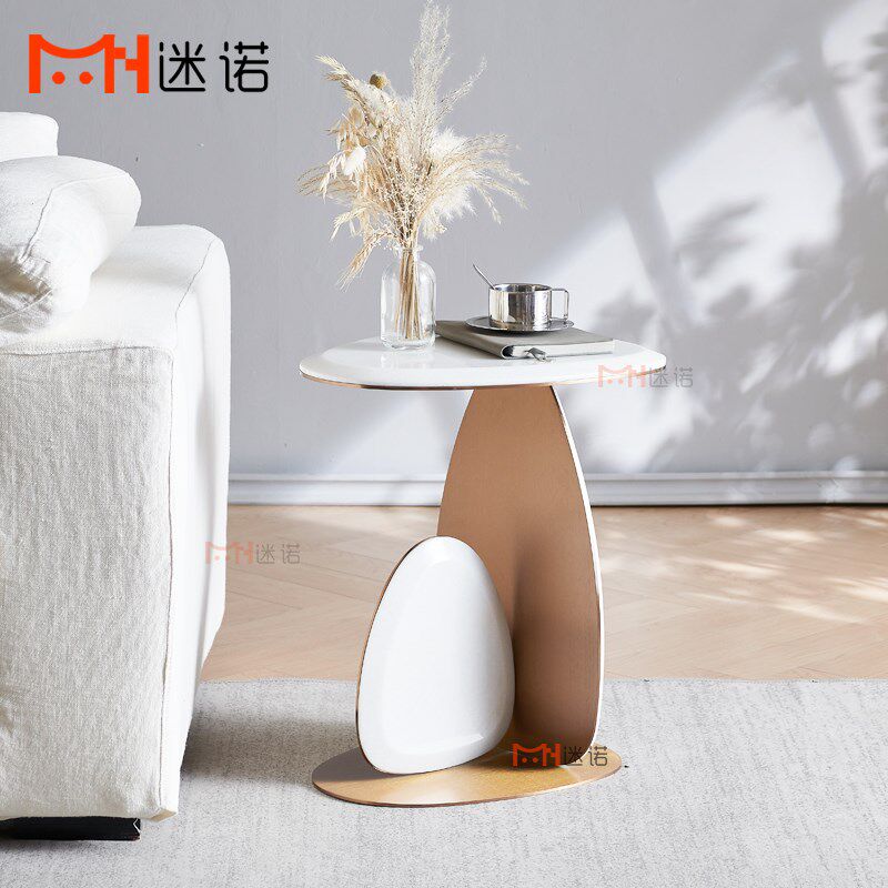 意式轻奢不锈钢大理石角几中古设计师创意简约沙发边几小茶边柜