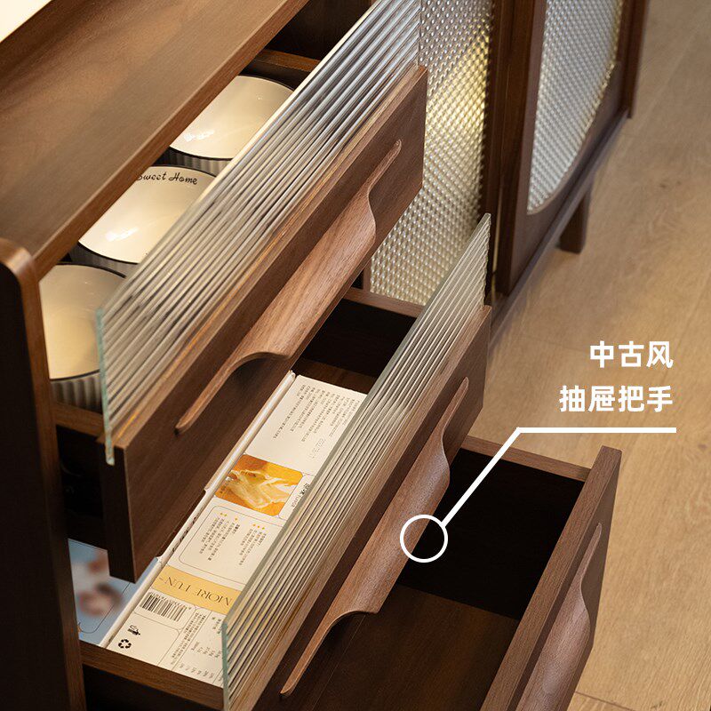 拾影木筑 北美黑胡桃木餐边柜茶水柜北欧复古全实木收纳储物橱柜