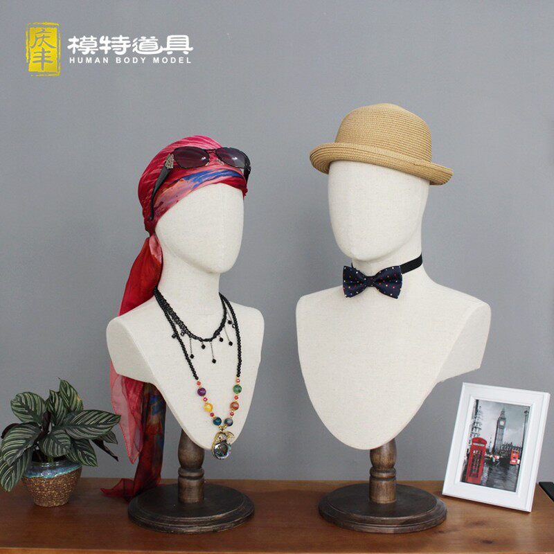 庆丰cos假发展示毛娘专用人头模型包布衬衫模帽子项炼丝巾陈列哑